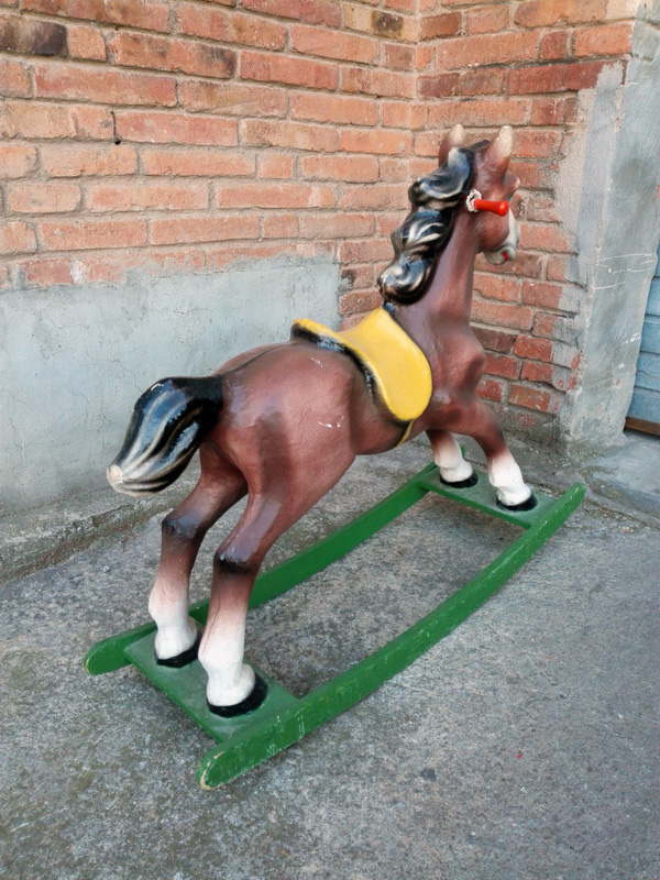 caballo balancin juguete infantil papel mache madera 53-77x94.5x31 1u